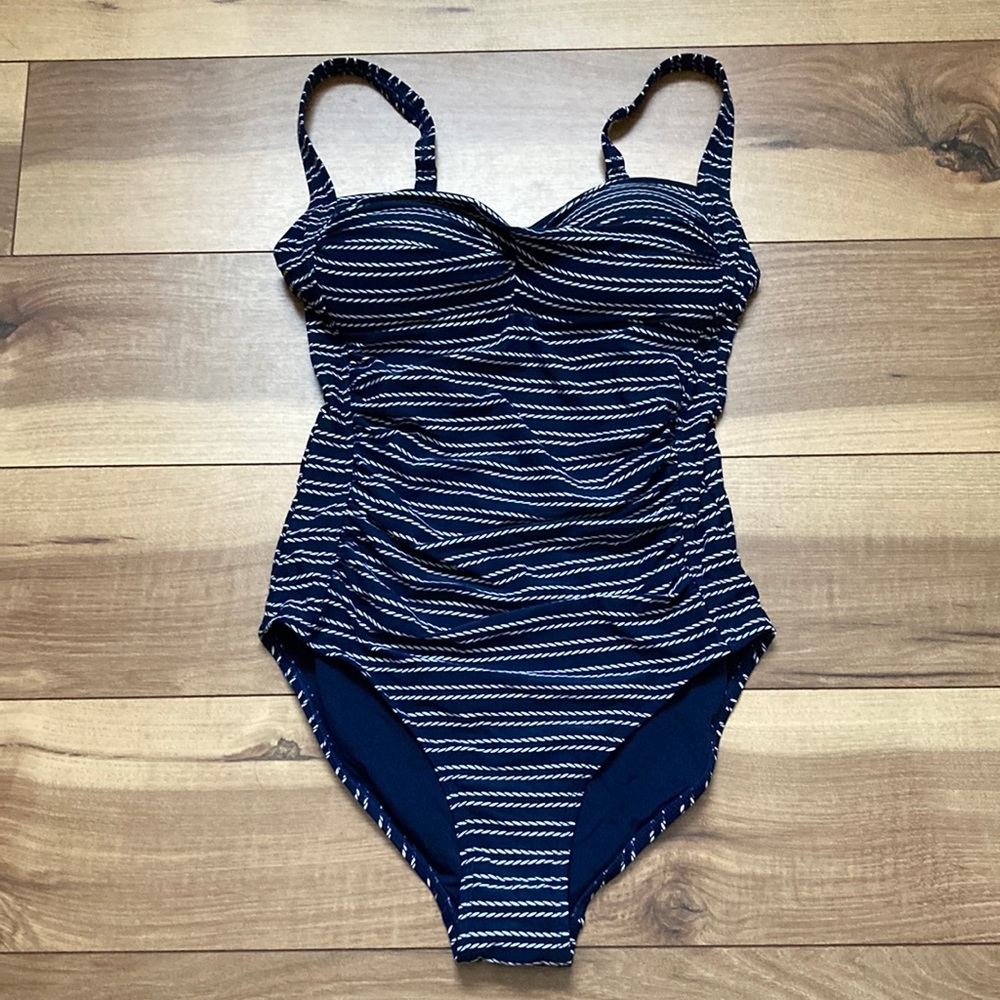 NipTuck one piece navy swimsuit. Size 6